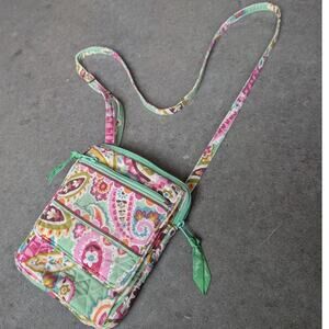 VERA BRADLEY Crossbody Bag Tutti Frutti Vtg Pattern Colorful Vibrant Green Pink